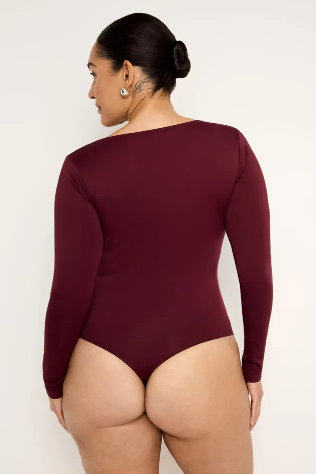 Women GOOD AMERICAN Tops SCUBA SCOOP NECKBODYSUIT Oxblood002