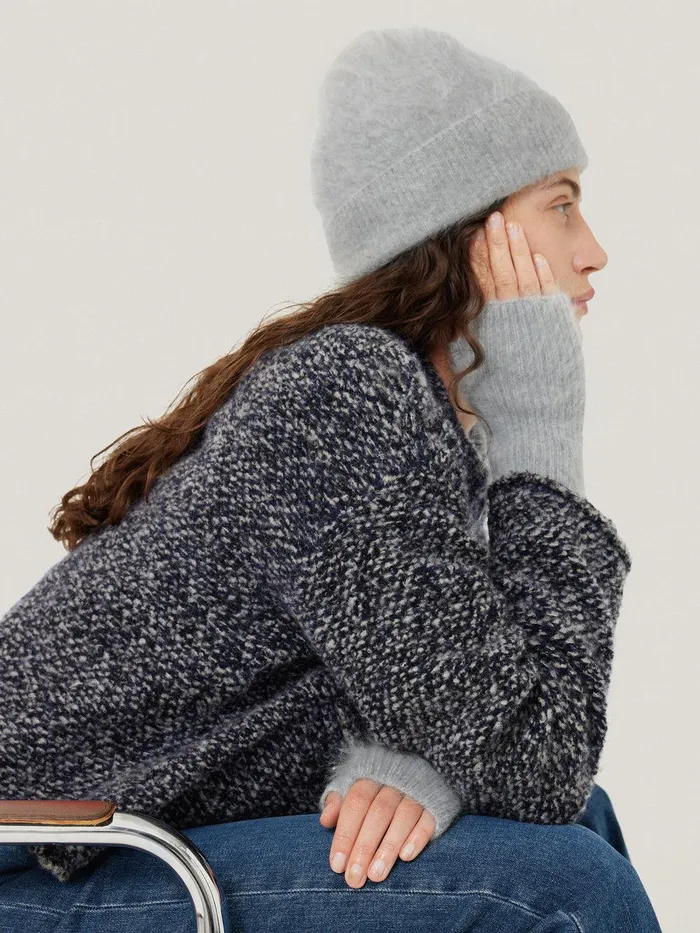 Women Halo Cashmere Beanie Grey Jigsaw Hats and Gloves