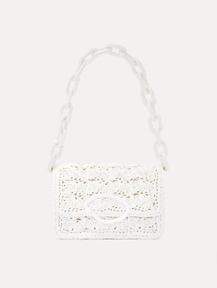Women Handbags Oscar De La Renta HandCrocheted Raffia O Pochette Ivory
