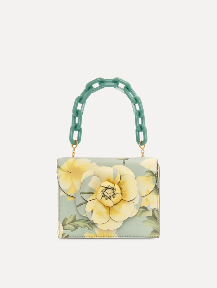 Women Handbags Oscar De La Renta Poppy Printed Mini TRO Bag Yellow Multi Women Handbags Oscar De La Renta Poppy Printed Mini TRO Bag Yellow Multi