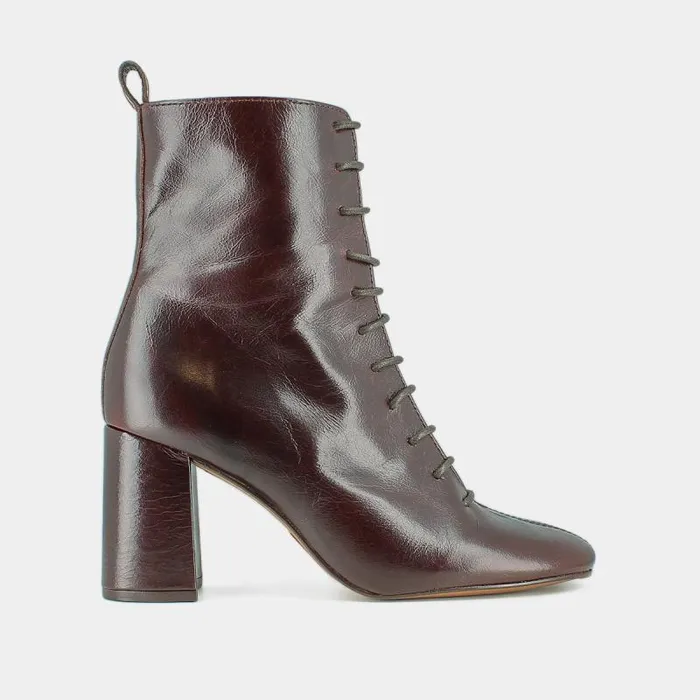 Women Heeled And Laceup Ankle Boots Dark Brown JONAK Ankle Boots Lowboots