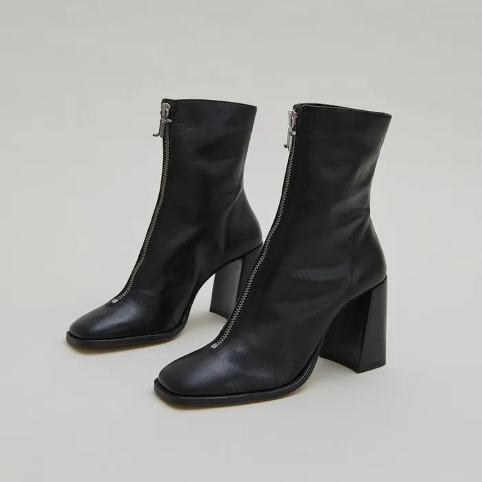 Women Heeled Ankle Boots With Zip Black JONAK Ankle Boots Lowboots