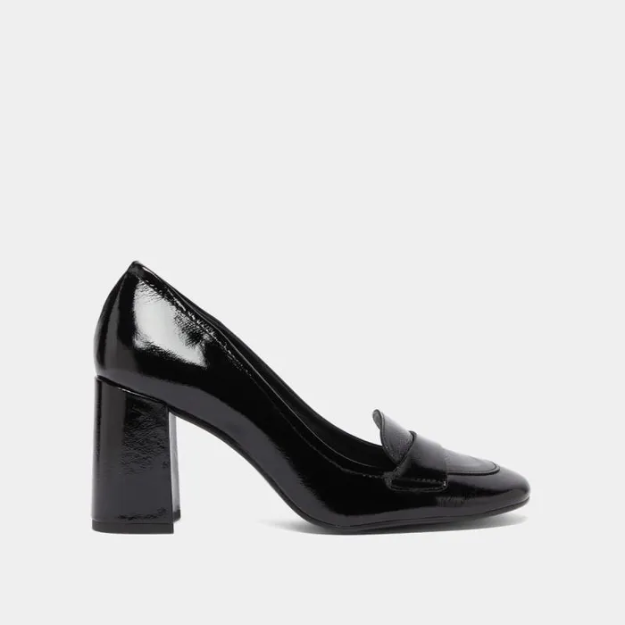 Women Heeled Loafers With Square Toe Black JONAK Loafers