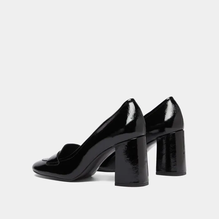 Women Heeled Loafers With Square Toe Black JONAK Loafers
