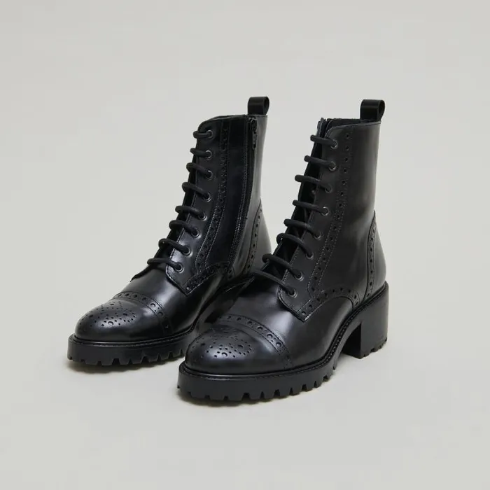 Women Heeled Lowboots With Laces Black JONAK Ankle Boots Lowboots