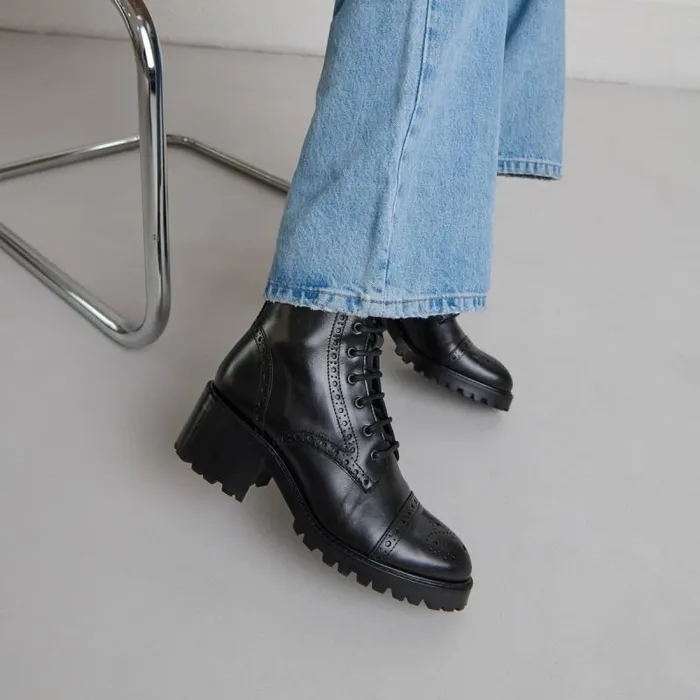 Women Heeled Lowboots With Laces Black JONAK Ankle Boots Lowboots