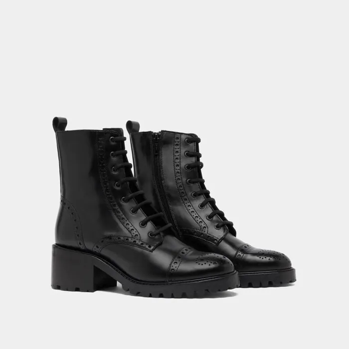 Women Heeled Lowboots With Laces Black JONAK Ankle Boots Lowboots