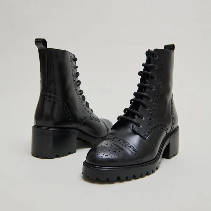 Women Heeled Lowboots With Laces Black JONAK Ankle Boots Lowboots