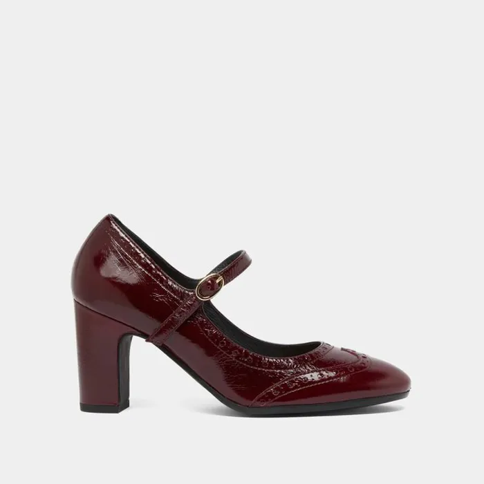 Women Heeled Mary Jane And Perforated Details Burgundy JONAK Babies Saloms Women Heeled Mary Jane And Perforated Details Burgundy JONAK Babies Saloms