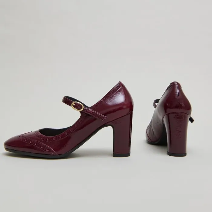 Women Heeled Mary Jane And Perforated Details Burgundy JONAK Babies Saloms Women Heeled Mary Jane And Perforated Details Burgundy JONAK Babies Saloms