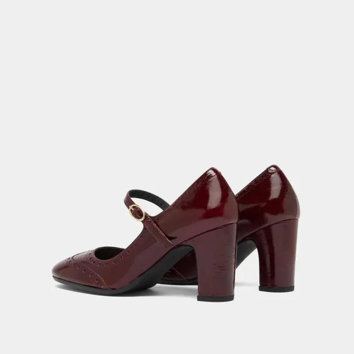Women Heeled Mary Jane And Perforated Details Burgundy JONAK Babies Saloms Women Heeled Mary Jane And Perforated Details Burgundy JONAK Babies Saloms
