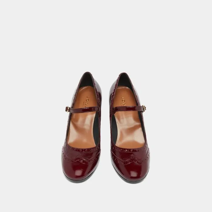 Women Heeled Mary Jane And Perforated Details Burgundy JONAK Babies Saloms Women Heeled Mary Jane And Perforated Details Burgundy JONAK Babies Saloms