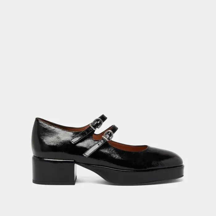 Women Heeled Mary Janes With Straps Black JONAK Babies Saloms