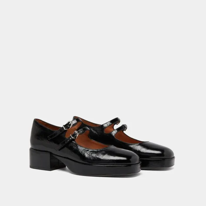 Women Heeled Mary Janes With Straps Black JONAK Babies Saloms