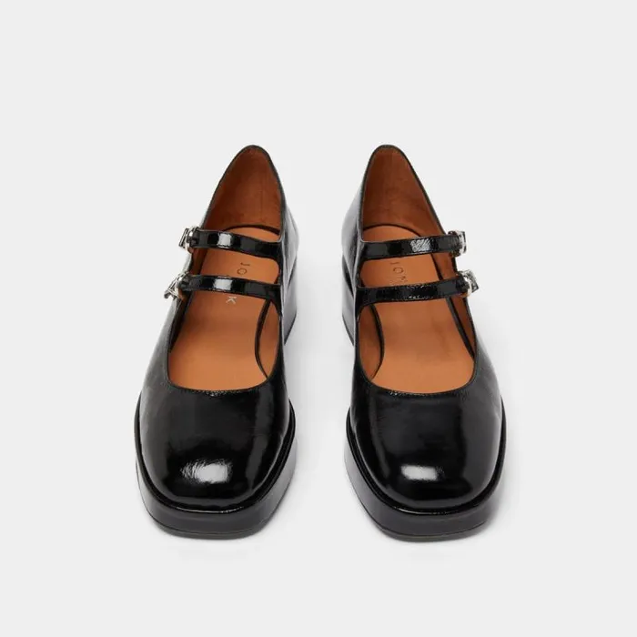 Women Heeled Mary Janes With Straps Black JONAK Babies Saloms