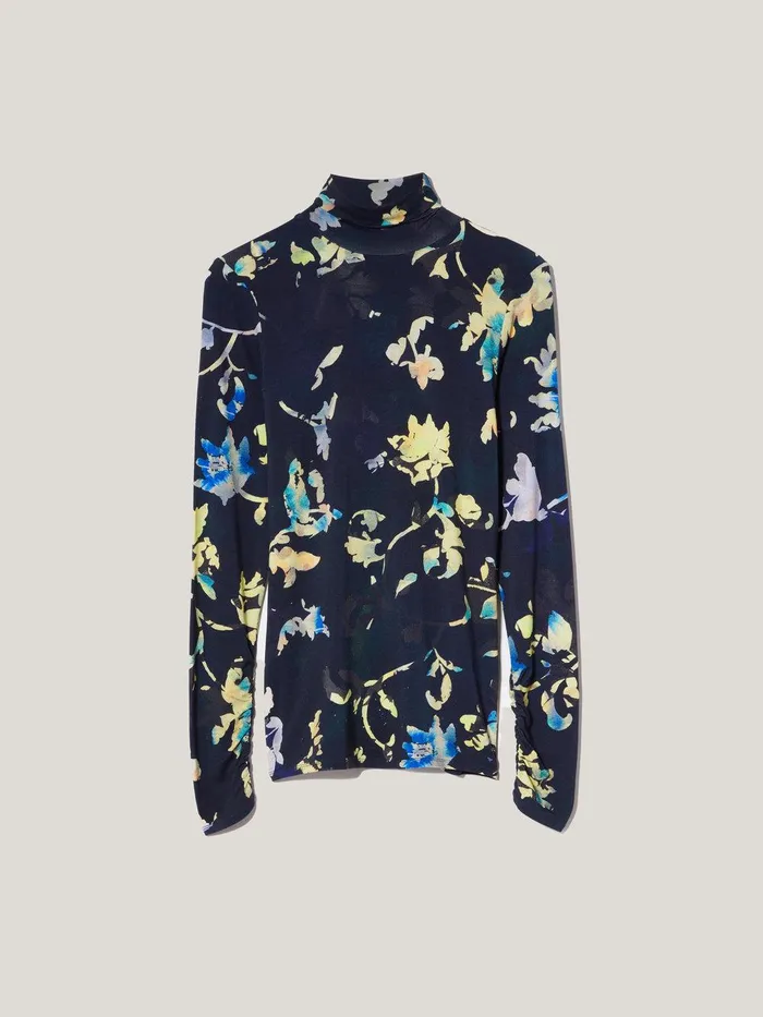 Women Hidden Floral Jersey Polo Navy Jigsaw Shirts and Tops