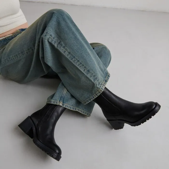 Women High Boots With Notched Soles Black JONAK Ankle Boots Lowboots