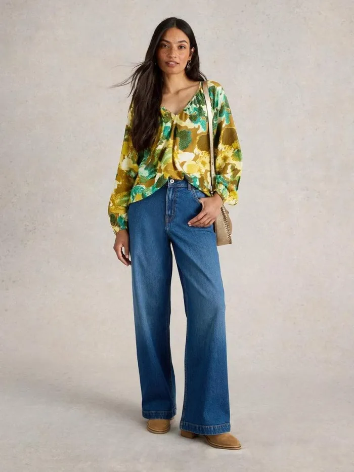 Women Imogen Top Yellow Print White Stuff Shirts and Blouses