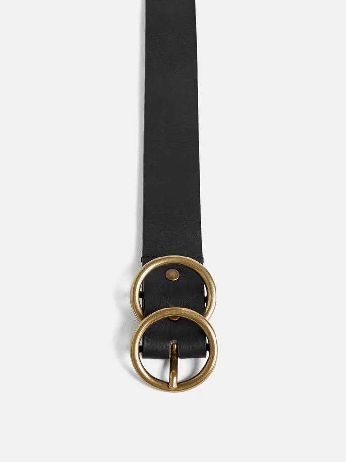 Women Italian Leather Carlos Belt Black Jigsaw Leather