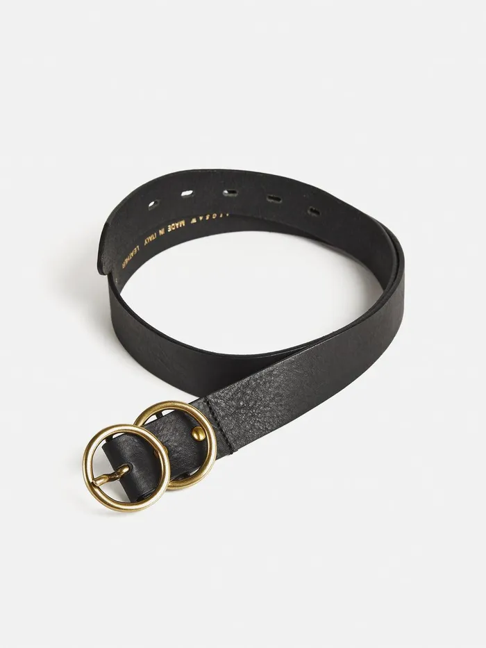 Women Italian Leather Carlos Belt Black Jigsaw Leather