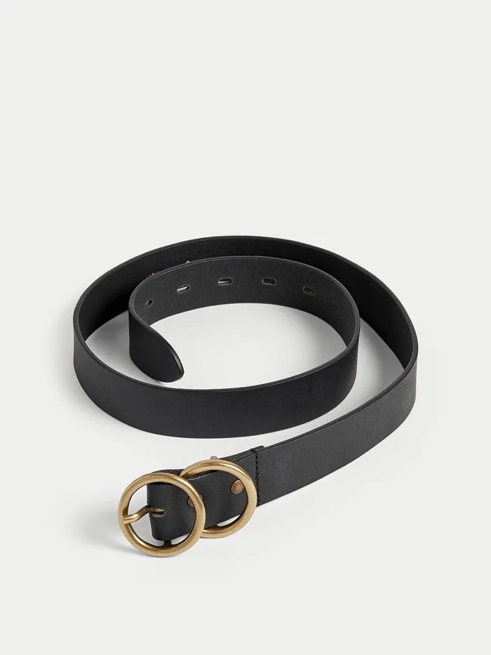 Women Italian Leather Carlos Belt Black Jigsaw Leather
