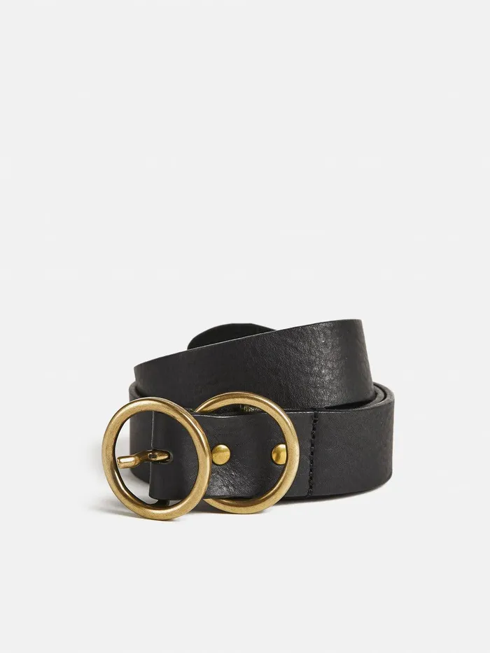 Women Italian Leather Carlos Belt Black Jigsaw Leather