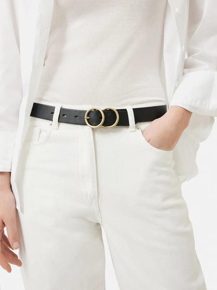 Women Italian Leather Carlos Belt Black Jigsaw Leather