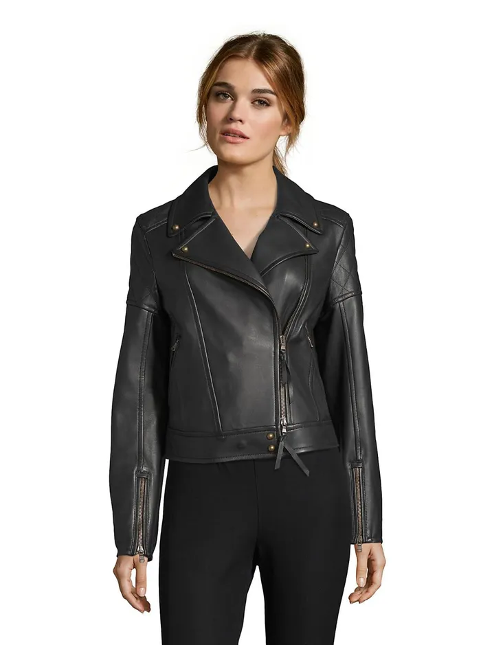 Women Jackets Robert Graham MONROE SOLID BLACK LEATHER JACKET Black