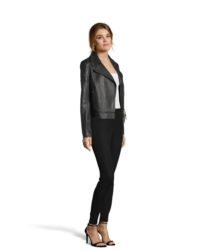 Women Jackets Robert Graham MONROE SOLID BLACK LEATHER JACKET Black