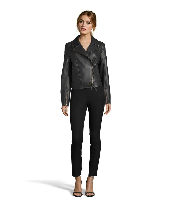 Women Jackets Robert Graham MONROE SOLID BLACK LEATHER JACKET Black