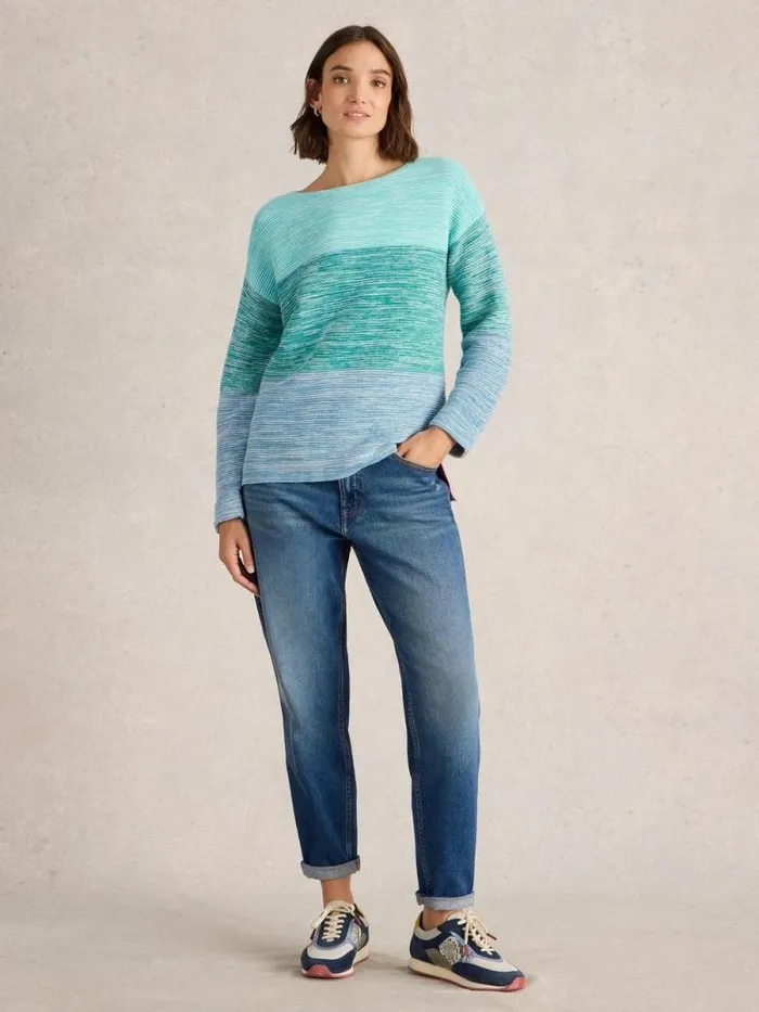 Women JANA TWIST JUMPER Blue Multi White Stuff Knitwear