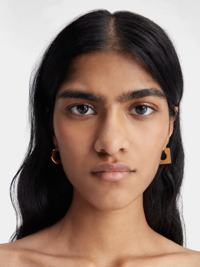 Women Jewellery JACQUEMUS The Rond Carr Earrings Gold Brown Women Jewellery JACQUEMUS The Rond Carr Earrings Gold Brown