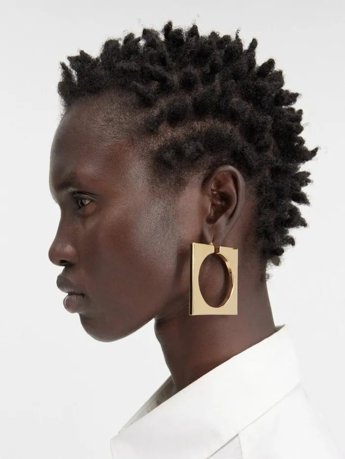 Women Jewellery JACQUEMUS The Rond Carr Hoops Earrings Light Gold Women Jewellery JACQUEMUS The Rond Carr Hoops Earrings Light Gold