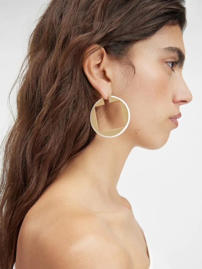 Women Jewellery JACQUEMUS The Rond Carr Hoops Earrings White Women Jewellery JACQUEMUS The Rond Carr Hoops Earrings White