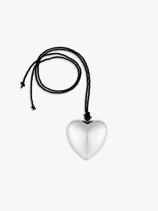 Women Jewelry Lisa Says Gah Puffy Heart Necklace Silver Black