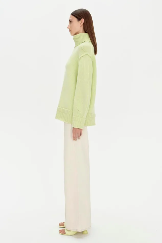 Women Knitwear Jonathan Simkhai Leylani Pullover Green Turtleneck Sweater Women Knitwear Jonathan Simkhai Leylani Pullover Green Turtleneck Sweater