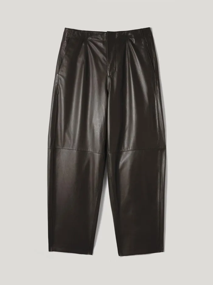 Women Leather Flat Front Trouser Dark Olive Jigsaw Trousers