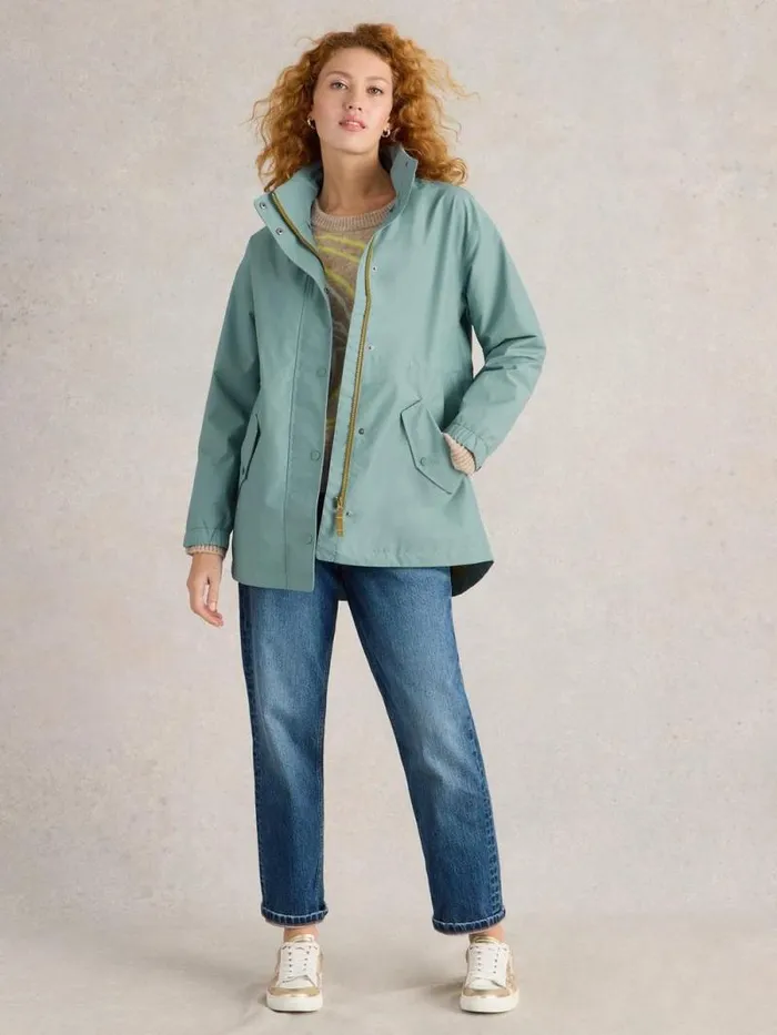 Women Lexi Waterproof Coat Dusty Blue White Stuff Coats and Jackets