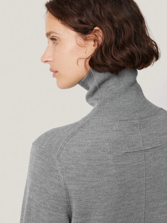 Women Lightweight Merino Polo Grey Jigsaw Knitwear and Cashmere