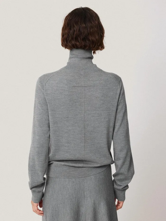 Women Lightweight Merino Polo Grey Jigsaw Knitwear and Cashmere