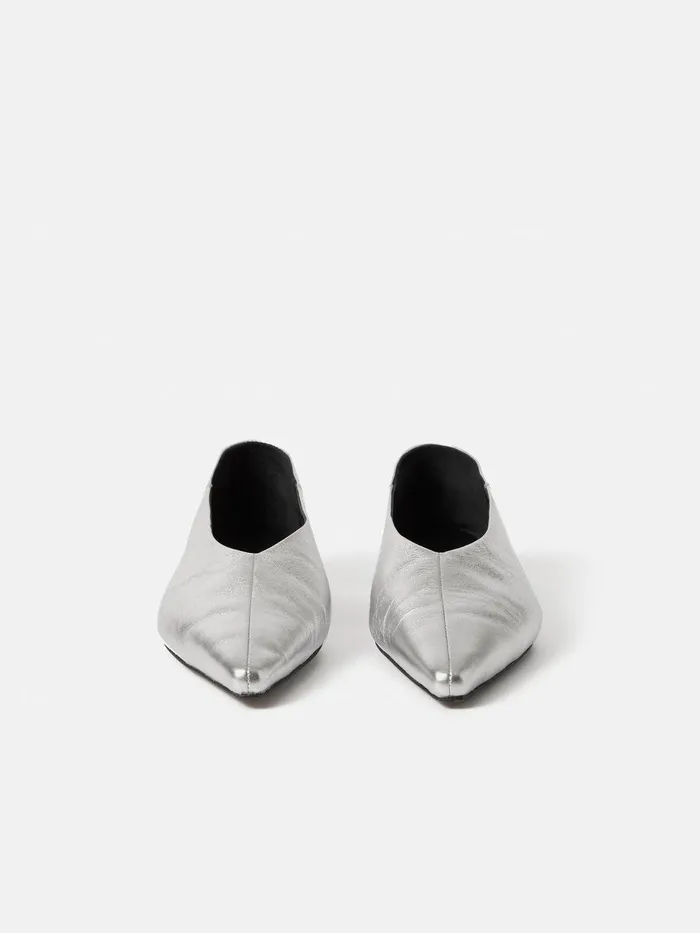 Women Linnie Flat Pointed Ballerina Silver Jigsaw Flats