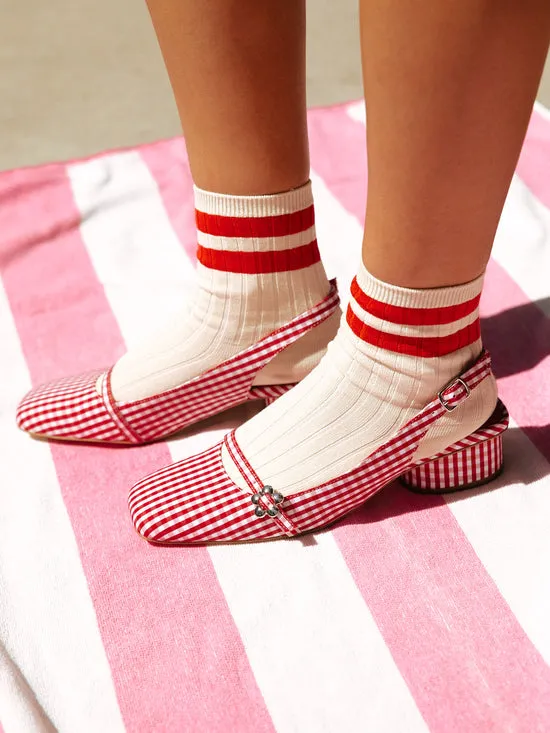 Women Lisa Says Gah Mackie Heel Pomodoro Gingham Shoes Women Lisa Says Gah Mackie Heel Pomodoro Gingham Shoes