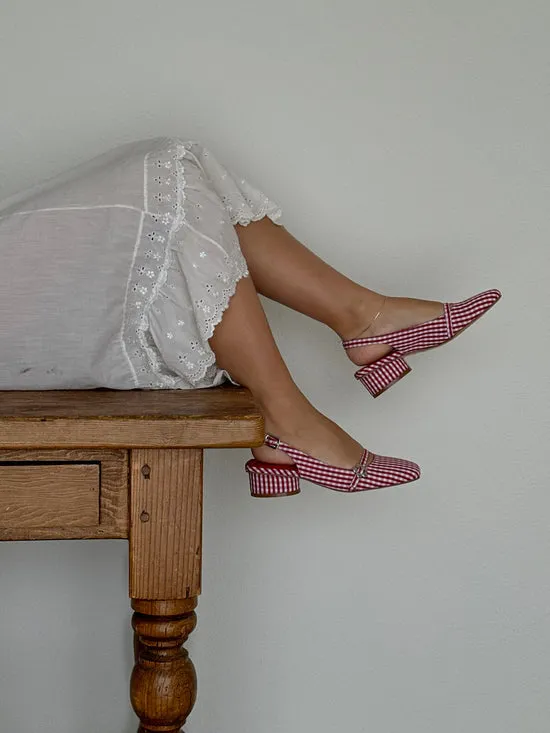 Women Lisa Says Gah Mackie Heel Pomodoro Gingham Shoes Women Lisa Says Gah Mackie Heel Pomodoro Gingham Shoes