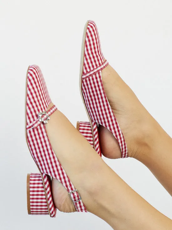 Women Lisa Says Gah Mackie Heel Pomodoro Gingham Shoes Women Lisa Says Gah Mackie Heel Pomodoro Gingham Shoes