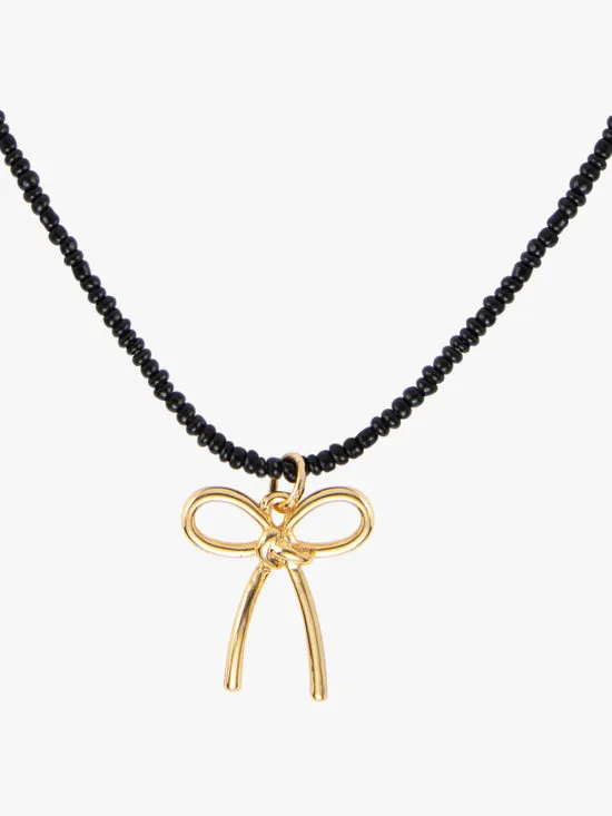 Women Lisa Says Gah Pasta Bow Necklace Black Jewelry