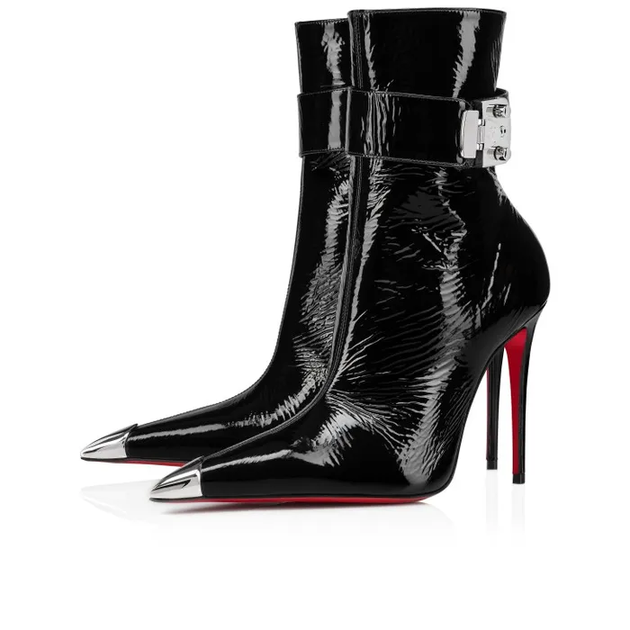 Women Lock Me Up Booty 100 Mm Low Boots 8211 Vog Patent Leather 8211 Black Christian Louboutin Boots Women Lock Me Up Booty 100 Mm Low Boots 8211 Vog Patent Leather 8211 Black Christian Louboutin Boots