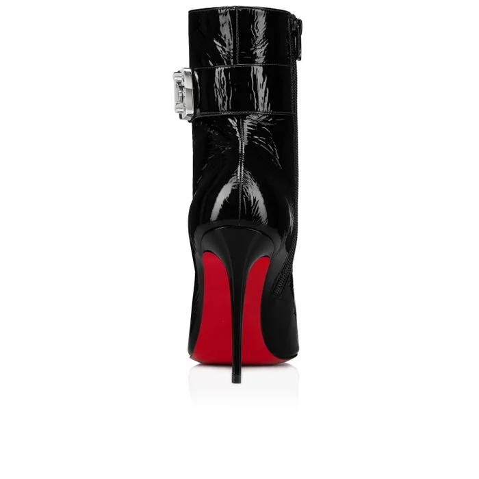 Women Lock Me Up Booty 100 Mm Low Boots 8211 Vog Patent Leather 8211 Black Christian Louboutin Boots