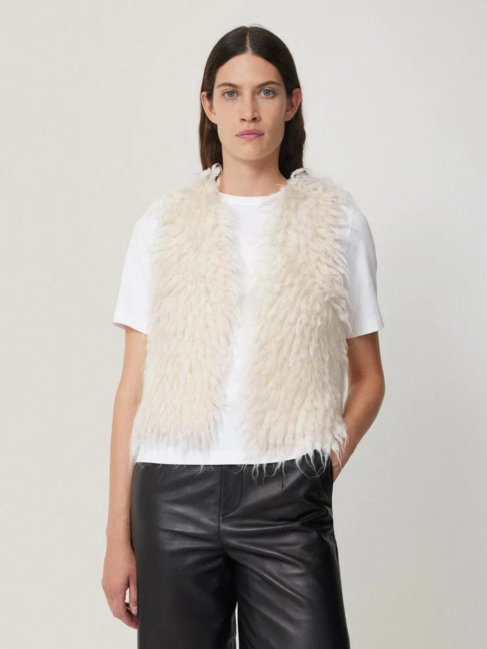 Women Looped Knitted Gilet Cream Jigsaw Knitwear and Cashmere