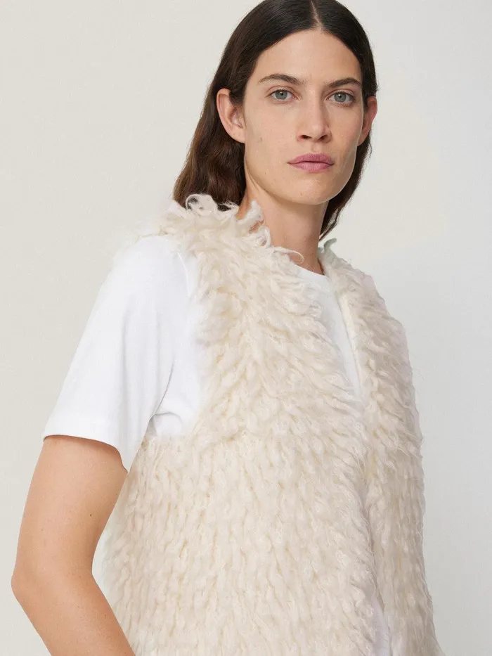 Women Looped Knitted Gilet Cream Jigsaw Knitwear and Cashmere