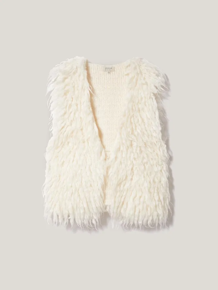 Women Looped Knitted Gilet Cream Jigsaw Knitwear and Cashmere